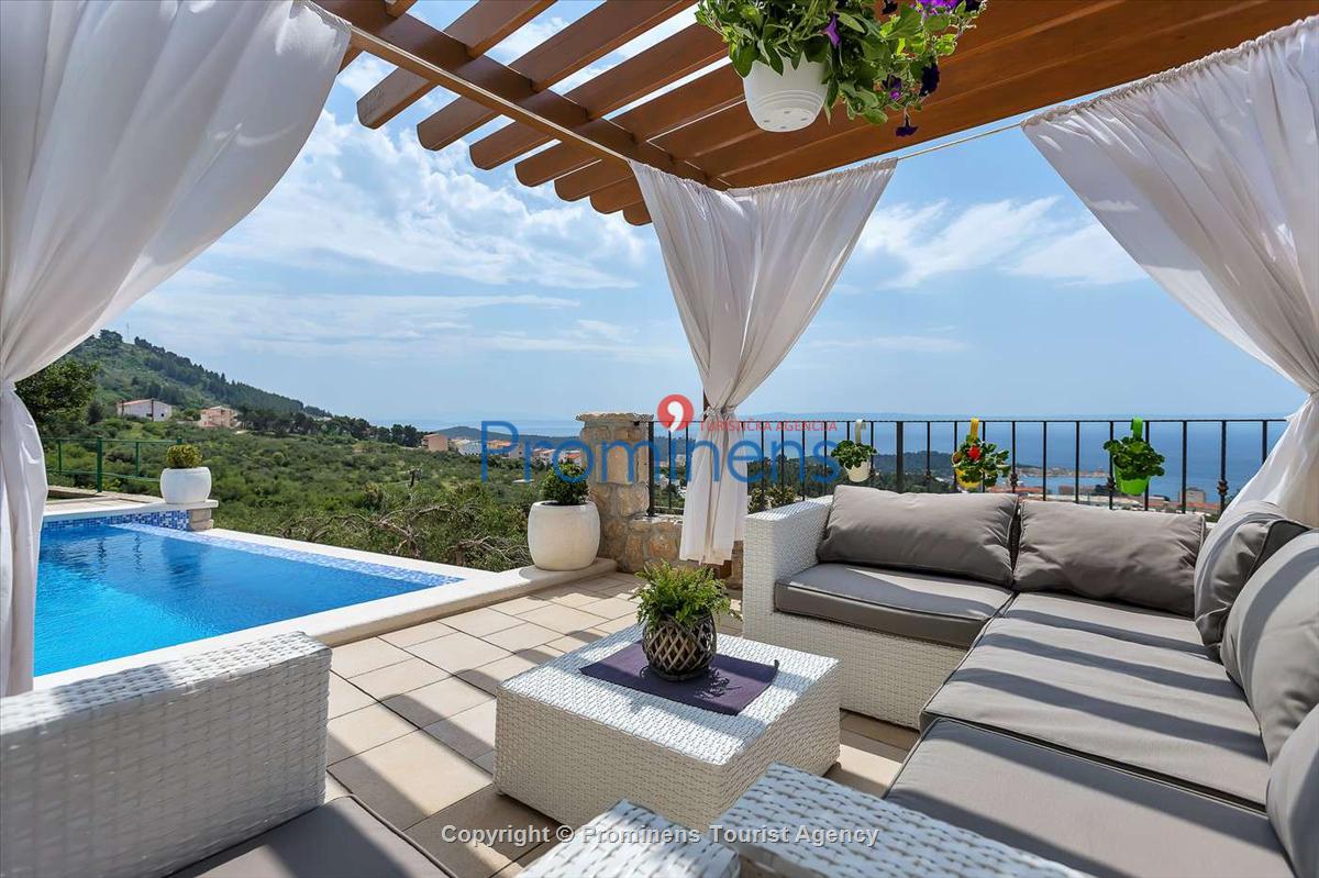 Bezaubernde Villa Mendula in Puharici mit beheiztem Infinity-Pool - Entspannter Urlaub oberhalb von Makarska, Kroatien