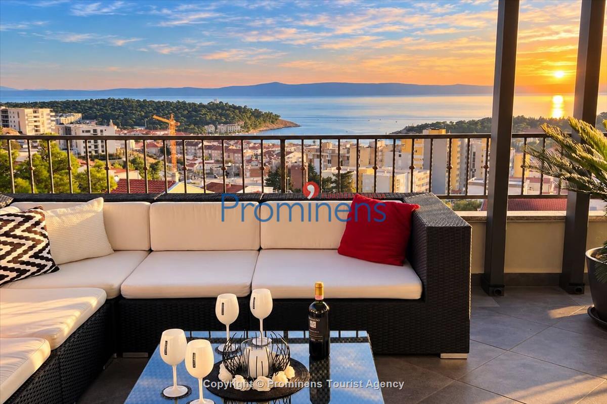 Penthouse apartman s whirlpoolom i pogledom na more, Makarska – 6 gostiju, 3 spavaće sobe