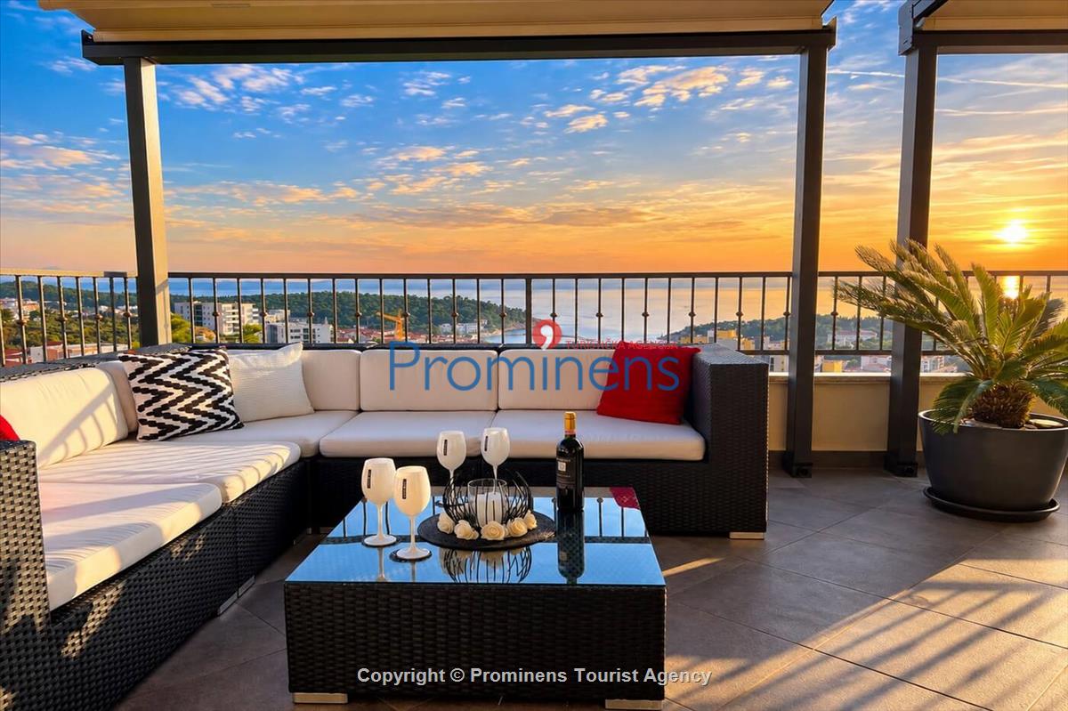 Penthouse apartman s whirlpoolom i pogledom na more, Makarska – 6 gostiju, 3 spavaće sobe