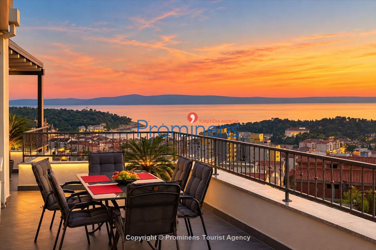 Penthouse apartman s whirlpoolom i pogledom na more, Makarska – 6 gostiju, 3 spavaće sobe