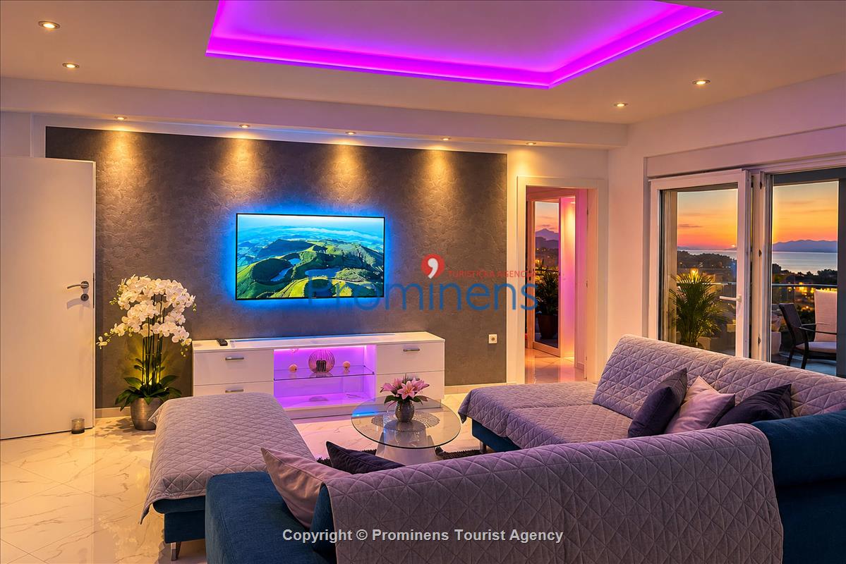 Penthouse apartman s whirlpoolom i pogledom na more, Makarska – 6 gostiju, 3 spavaće sobe