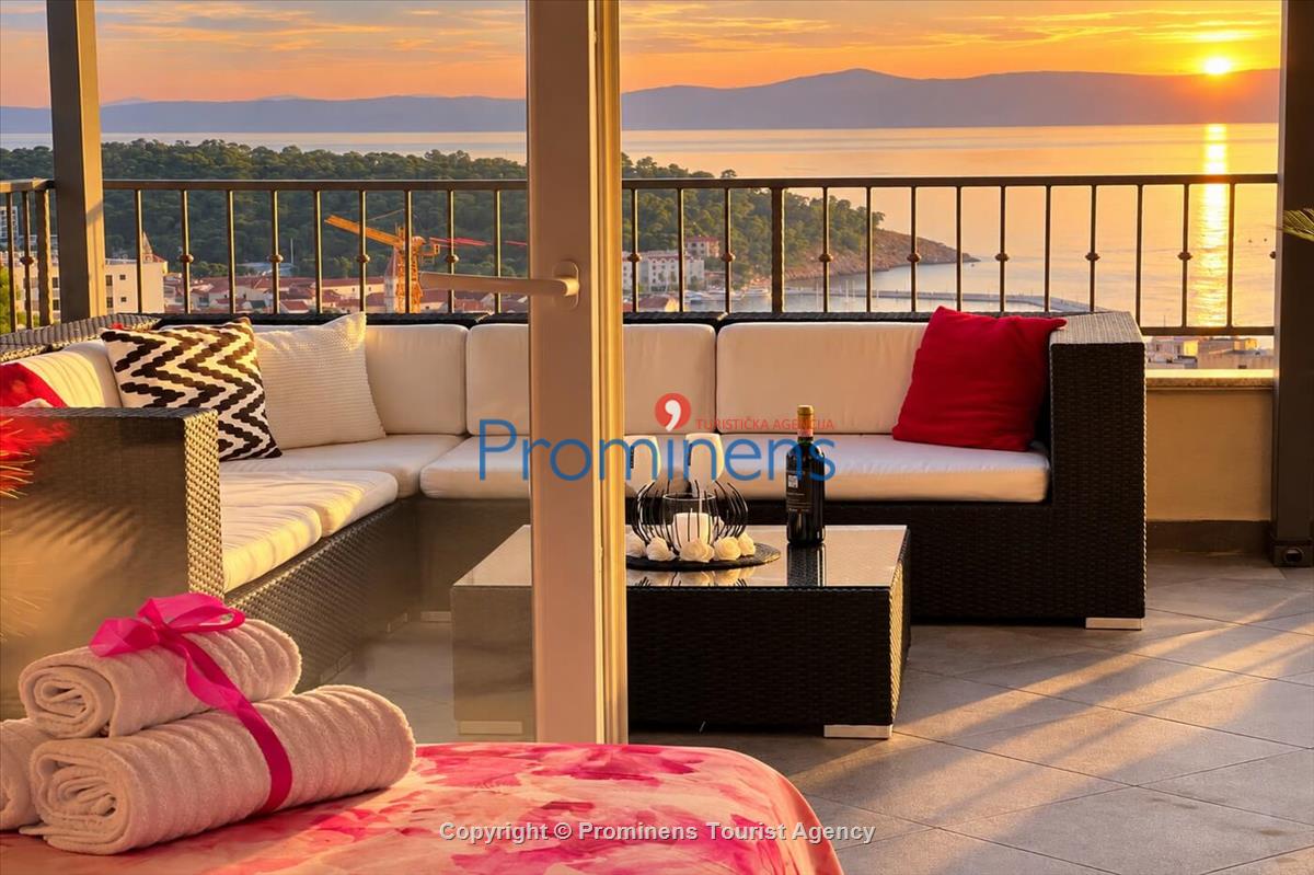 Penthouse apartman s whirlpoolom i pogledom na more, Makarska – 6 gostiju, 3 spavaće sobe