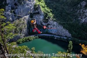 Zip-line over river Cetina canyon